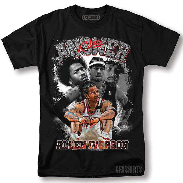 

Allen Iverson The Answer Sixers 90 s Basketball Vtg Retro Style Black T-Shirt Unisex T-Shirt L