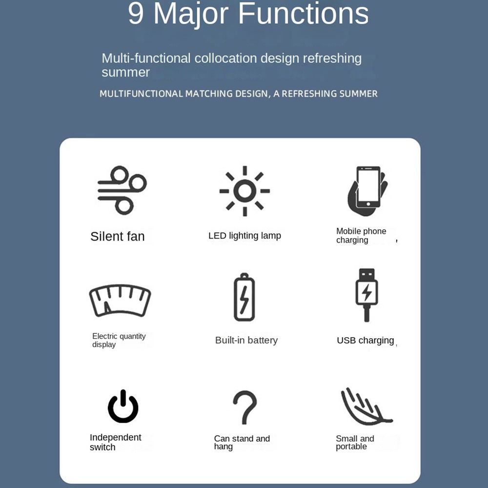 USB Rechargeable Handheld Electric Fan Low Noise Foldable Fan Portable Camping Clip  Fan  Office