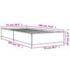 Bed Frame in Smoked Oak Finish 75 x 190 cm Made of Engineered Wood and Metal