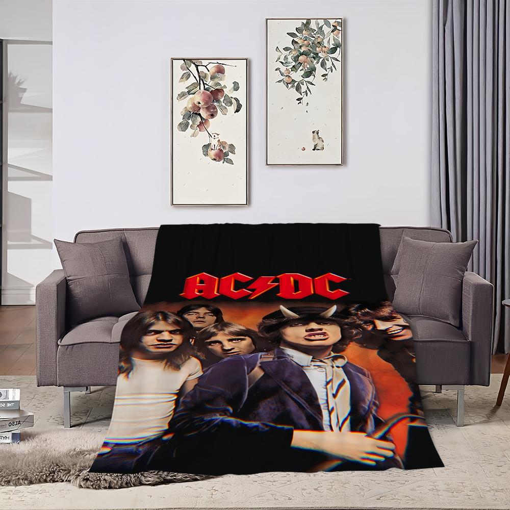 Rock Band A-AC D-DC Back In Black Blanket Plush Nap Sofa rug for Living Room Warm Office Bedroom Birthday Home Travel Kid Gifts