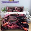 3pcs Kamado Nezuko Demon Slayer Bedding Set, Including 1 Quilt Cover and 2 Pillow Shams, Without Filling, Soft and Comfortable Home Bedroom