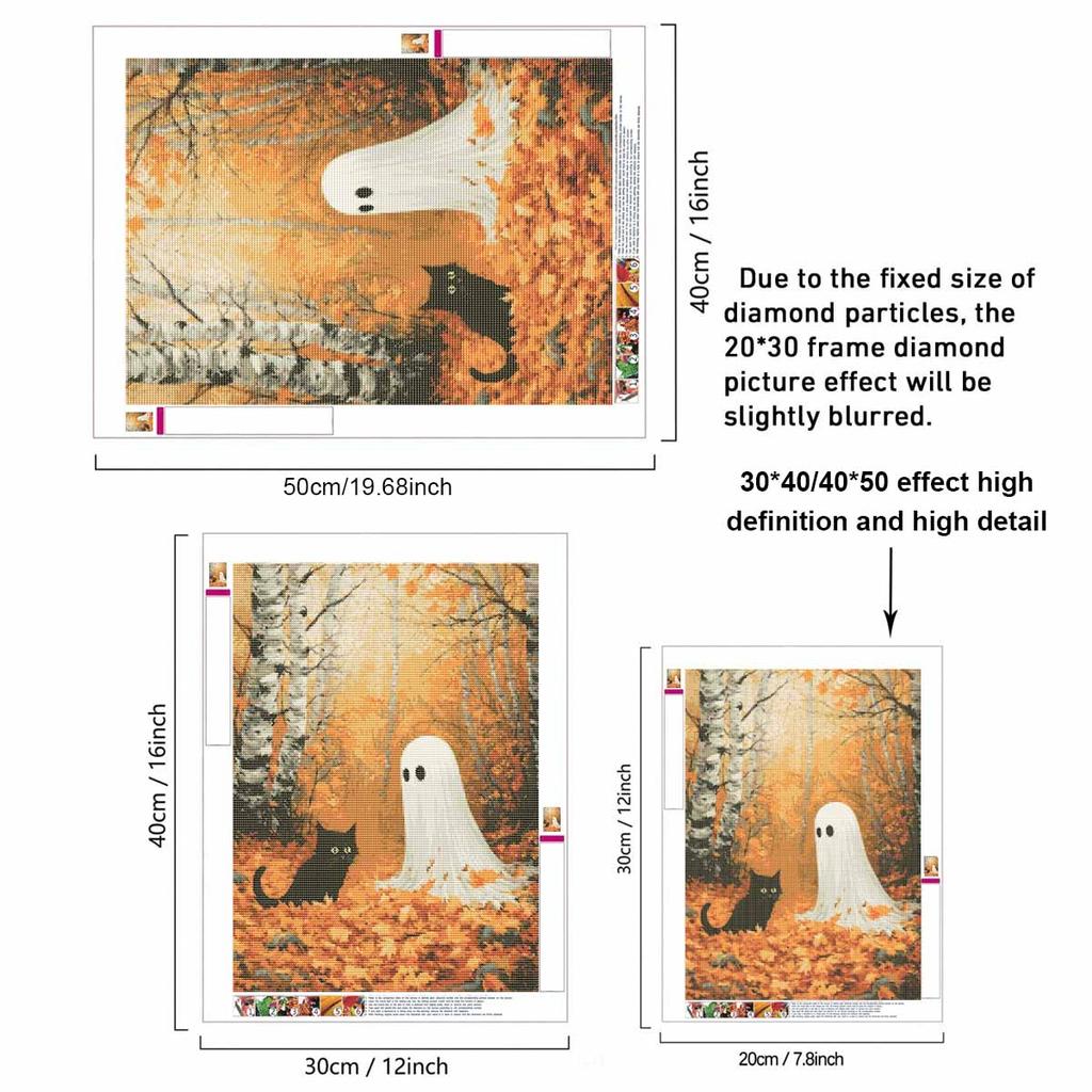 DIY Diamond Painting Canvas Autumn Birch Forest Cat And Spirit Design 5D Full Drill Art Creative Leisure Craft Home Decor