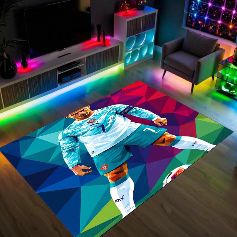 Tappeto in Cristallo Velluto Design Cristiano Ronaldo Accogliente Non?Tappeto Stampato Antiscivolo per Camera da Letto Soggiorno Ingresso