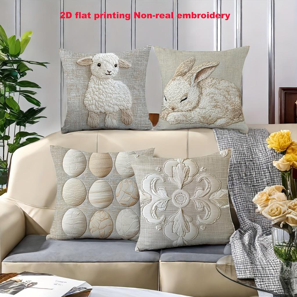 Soft 2D Printed Cushions with Sheep Rabbit Patterns Polyester pillowcase,sofa decorative cushion cov Headboard Pillow