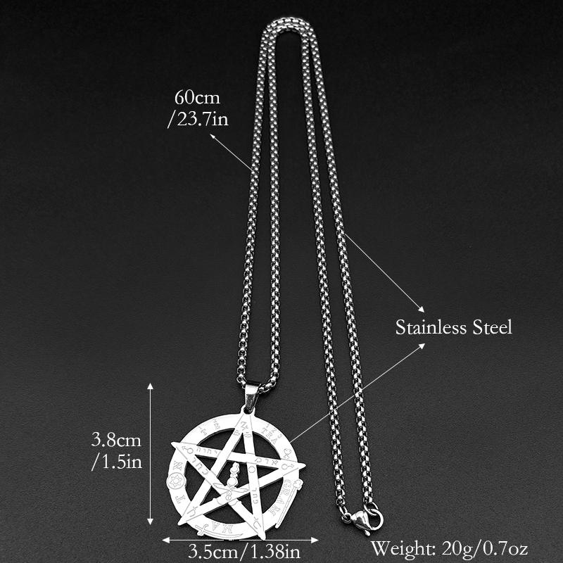 Collana con Ciondolo Pentagramma Stregoneria Per Donne Uomini Acciaio Inossidabile Colore Oro Tetragrammaton Amuleto di Salomone Gioielli a Catena Regalo