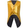 Boys Sparkly Sequin Vest Asymmetrical Hem Sleeveless Design for Parties Stage Events