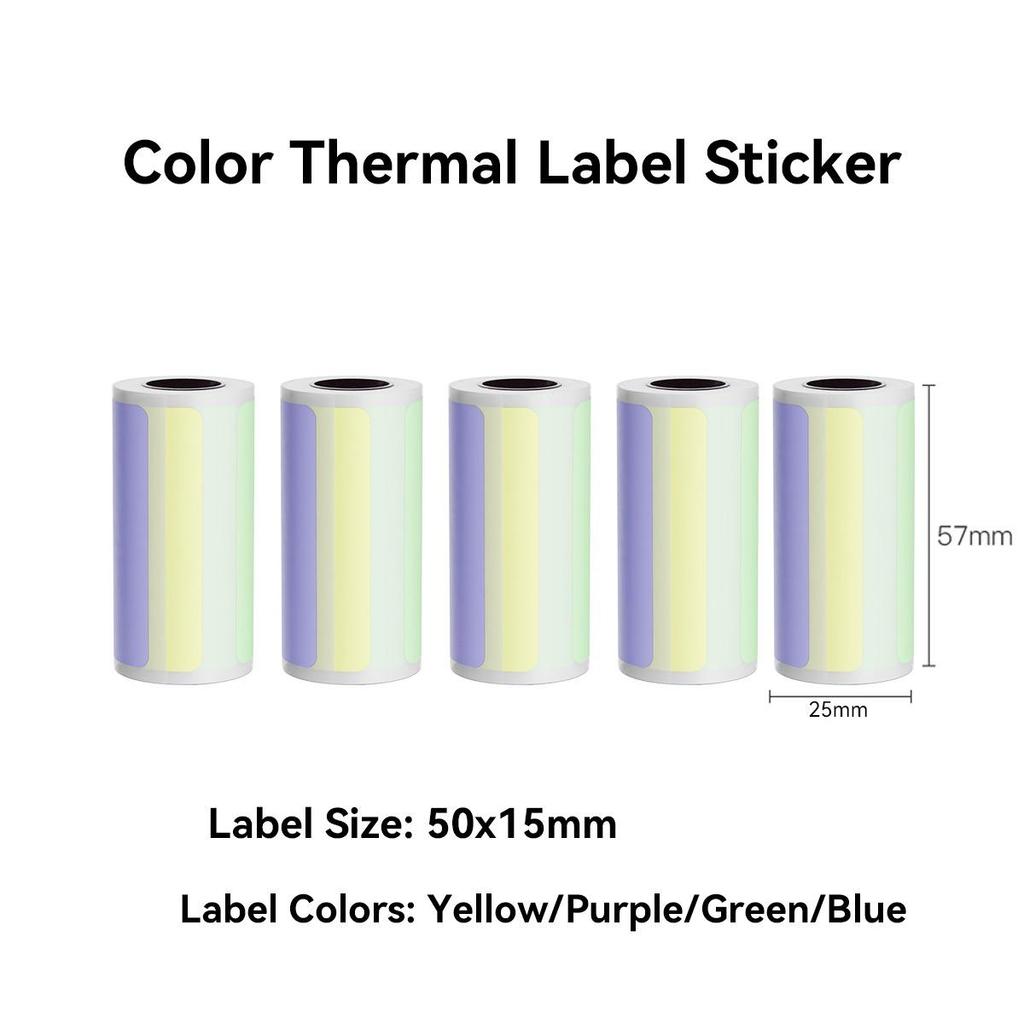 57MM Rolls Thermal Paper Color 15mm Label Sticker Self-adhesive Printing Label Papers Sticker For Pocket Thermal Mini Printer For Paperang For T02/M02