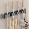 3/4 Hooks Gray Mop Holder Broom Organizer Rack Mop Holder Wall Mounted Strong Broom Mop Holder Self Organizers Hang Broom