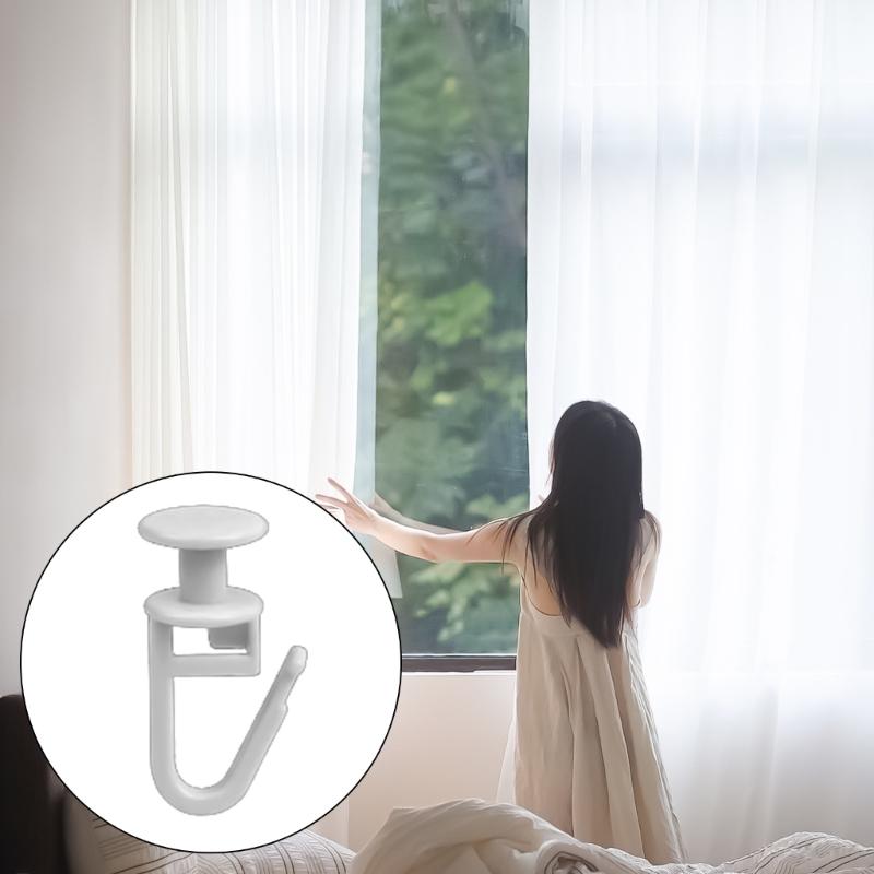 Curtain Track Hook Curtain Rails Ceiling Gliders Set 100Pcs Lockable Folding Hanging Hook and 6Pcs Drape Rails Stoppers
