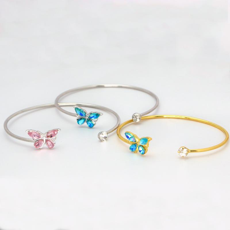 Fashion Small Animal Hand Ornament Bangle Simple Elegance for Women Inlay Drill Butterfly for Daily Wear Fashion Accessory Party