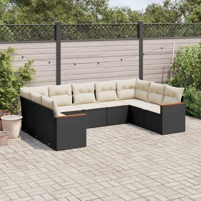 VidaXL Garden Lounge Set with Cushions 9 Pcs, Patio Sofas, Patio Furniture Set, Outdoor Furniture, Black 3258675