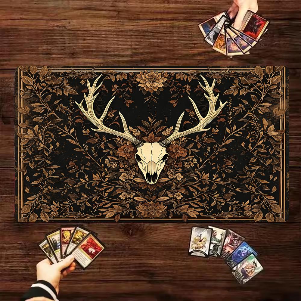 Floral Deer Skull MTG&TCG Tabletop Game Mat Magic Party Playmat Durable Rubber for Games 35X60cm Mouse Pad PC Offices Desk Mats