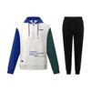 Li Ning Color Block Hooded Fleece Sweatshirt And Pants Set Unisex Sweatshirt And Pants Glacier-Gray Black AWDSD49-1+AKLTC43-1