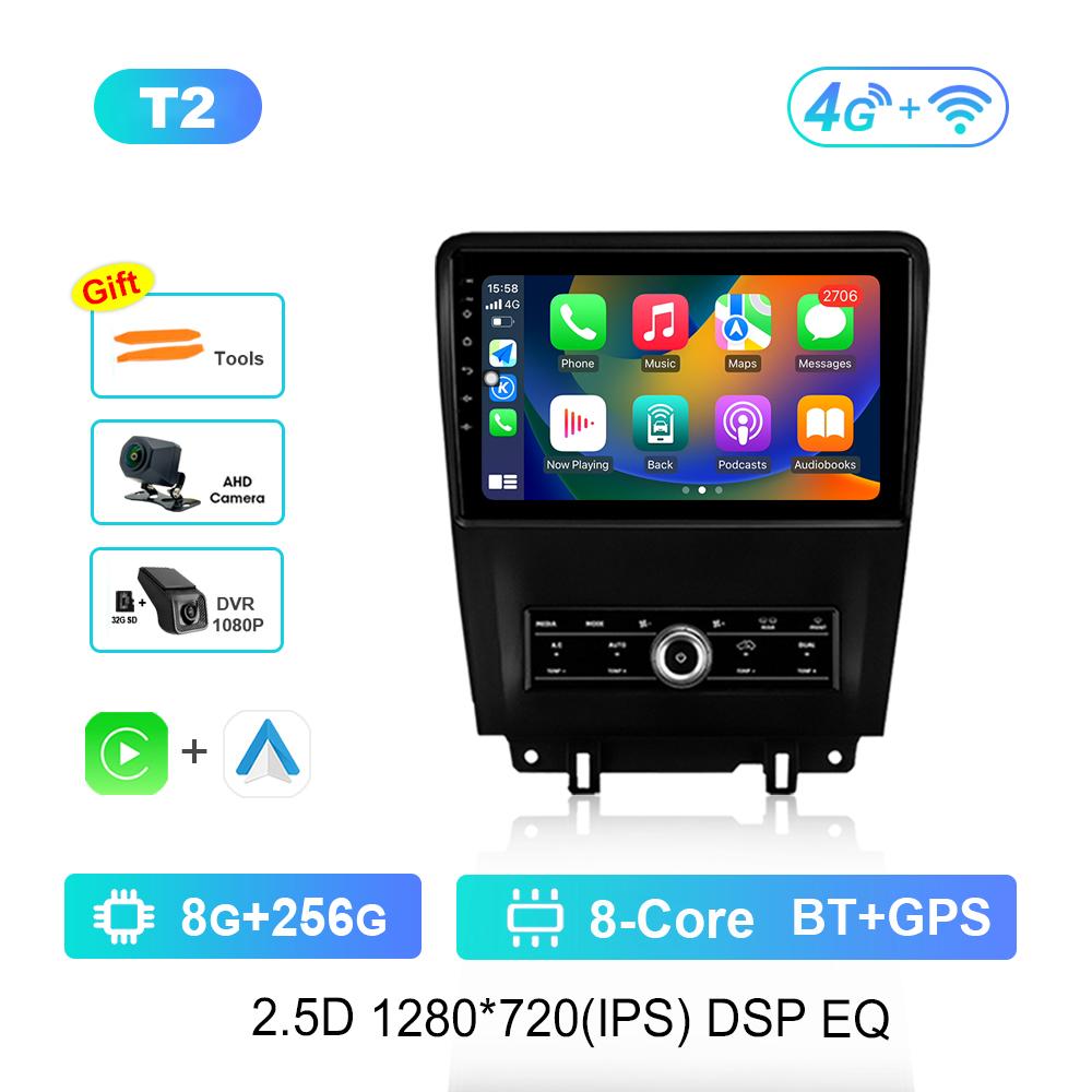Carplay Car Radio Multimedia Player 10 Inch for Ford Mustang 2009 - 2014 Android System Bluetooth Navi GPS QLED Screen WiFi 4G