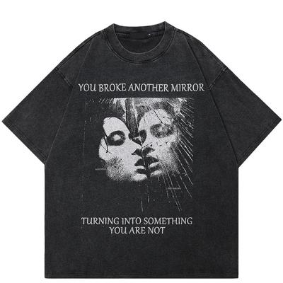 T-shirt unisexe, Streetwear, visage humain en miroir, graphique 2024