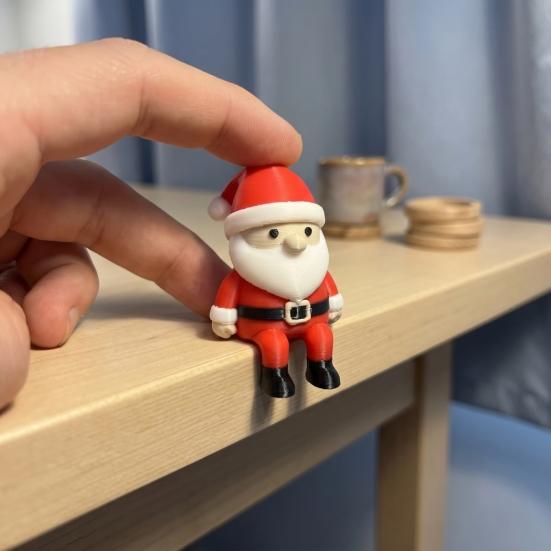 Christmas Fireplace Decor 3D Printed Santa Claus Figurine, Shelf Sitter Decoration, Durable Figurine Small Gnome Statue for Desktop Home Seasonal Gift