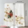 2pcs 2D flat printing Merry Christmas Trendy Curtains Christmas Holly Berries Snowflakes Digital Printed Polyester Drapes Party