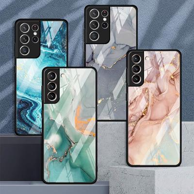 Marble Pattern Luxury Cool Glass Case For Samsung Galaxy S22 S20 FE S21 Plus Phone Cover S10 5G S9 Note 20 Ultra 10 Lite Shell