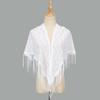 Pure Color Tassel Triangle Shawl Polyester Mesh Scarves Fashion Lace Hollow Scarf  Spring