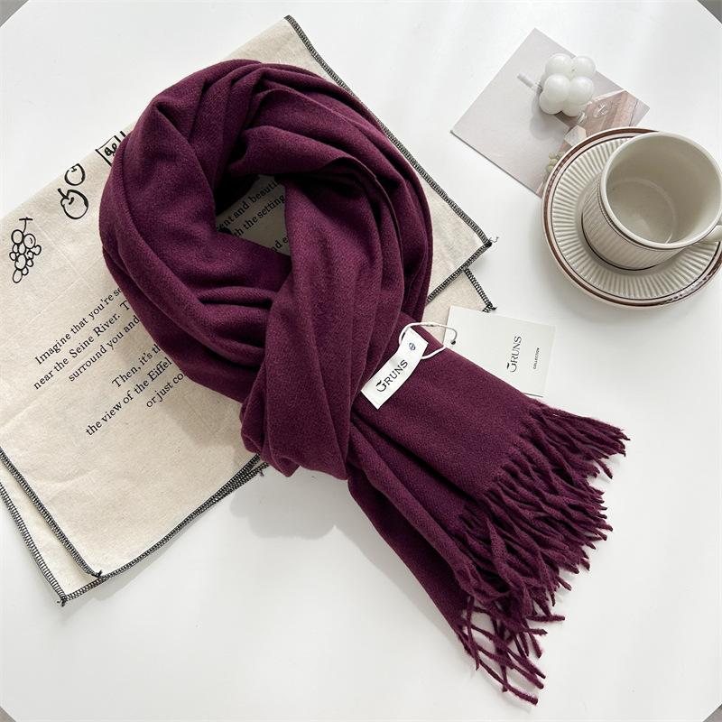 Kašmírový šátek na ruku, podzimní a zimní, jednobarevný, dámský, tlustý střapec, jednoduchý a všestranný, měkký a teplý, imitace kašmíru