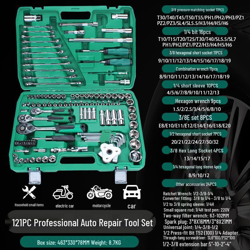 Comprehensive Car Mechanical Repair Tool Set with Socket Wrench