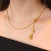Golden Disco Bead Tassel Gourd Necklace with Clasp Collarbone Chain Jewelry