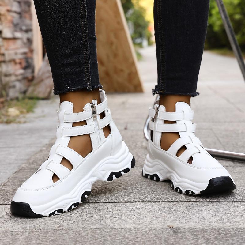 Women's Wedge Thick-Soled Hollow Round-Toe Sports-Style Sandals.