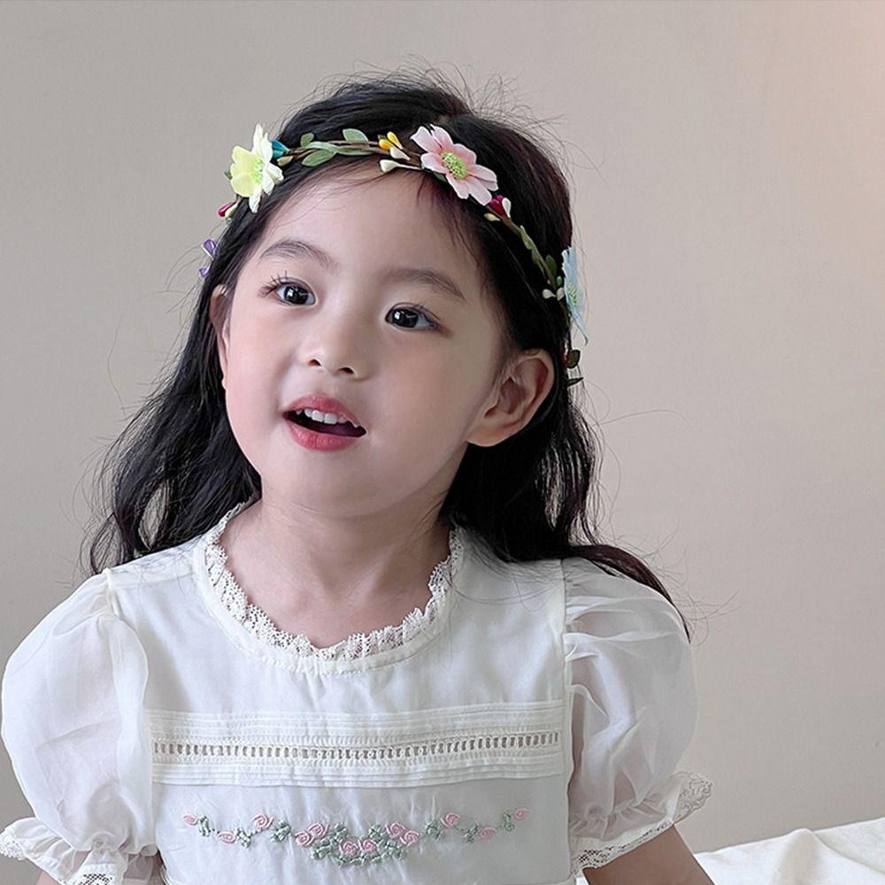 Wedding Tulle Wreath Flower Girls Princess Headwear New Bow Garland Veils  for Kids