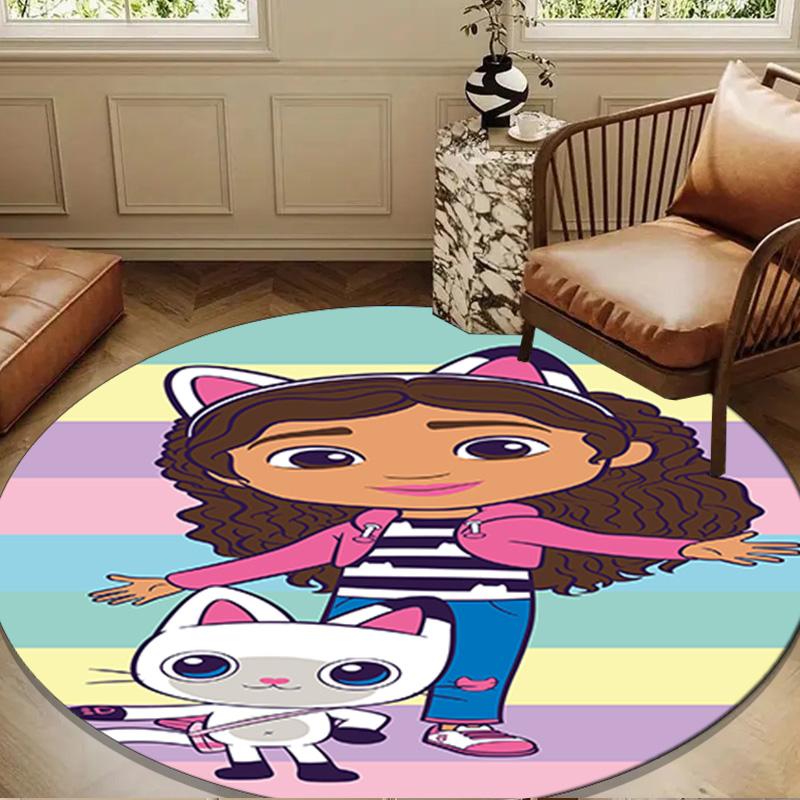 Colorful Friends Dollhouse Round Rug for Livingroom,Bedroom, Palyroom, Chair Rug, Area Rug, Circle Carpet, Large Size Fan Christmas Gift