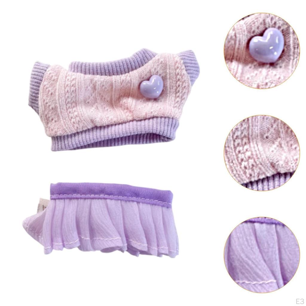 Stuffed Doll Clothes Photo Props DIY Educational Dress up for 17cm 15cm Pink