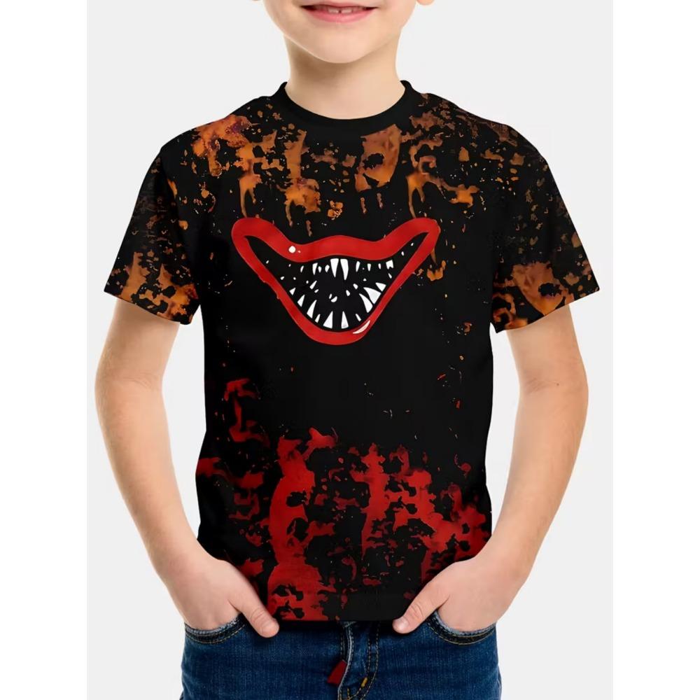 Halloween Boy's T-Shirt Pumpkin Pattern Summer Short Sleeve Loose Fashion 3D Print Children Top Holiday Gift Party T-Shirt