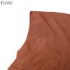 ZANZEA Women Casual V-Neck Solid Color Short Sleeve Long Dress