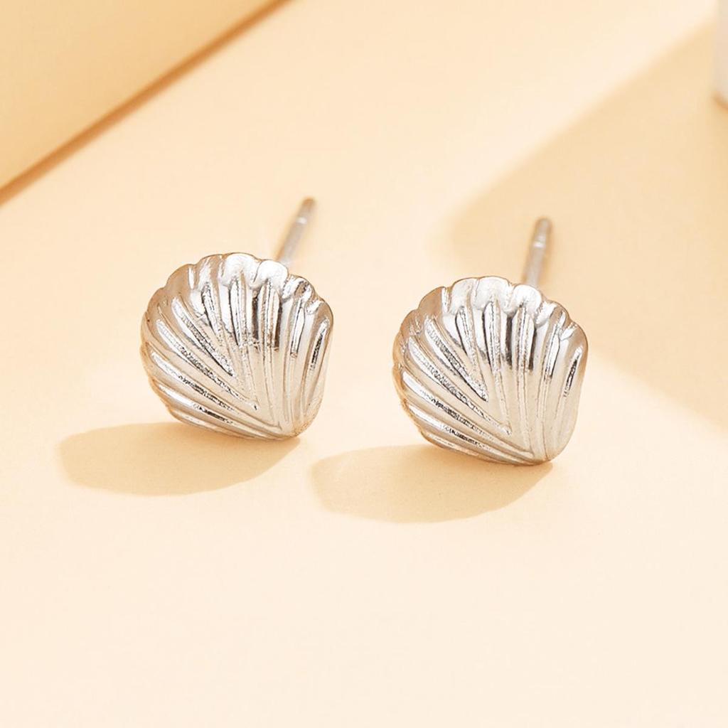Colorfast Stainless Steel Shell Stud Earrings: Fresh Resort Style, Small & Cute