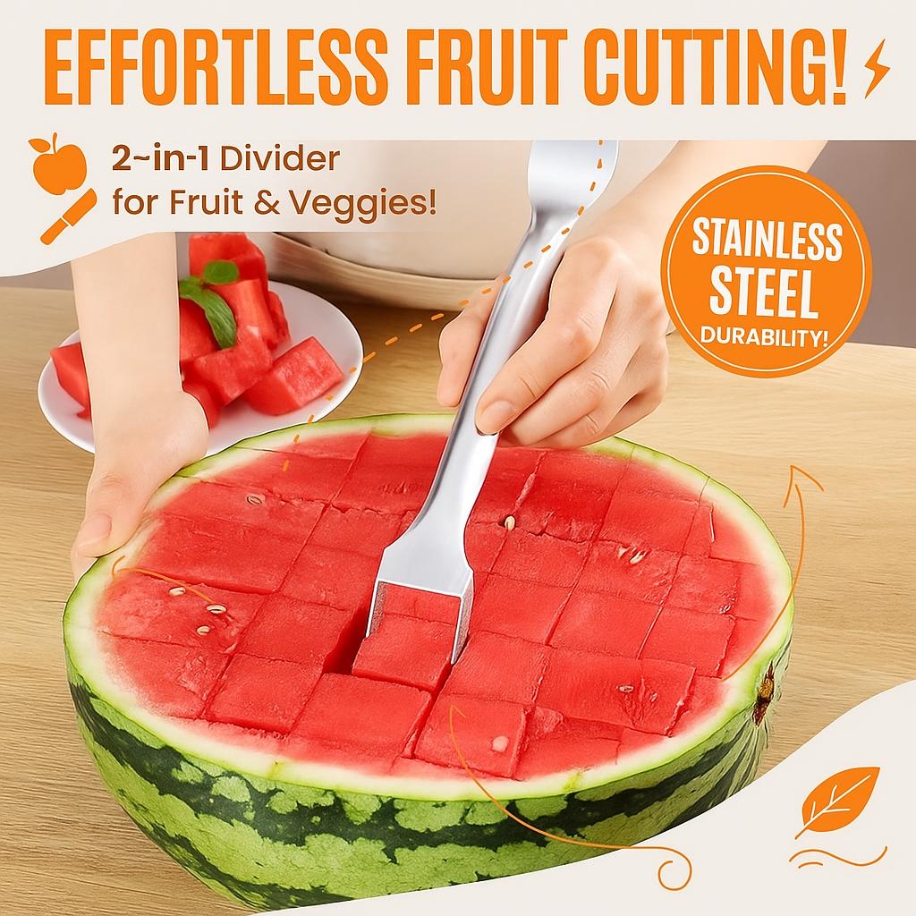 1pc Stainless Steel Fruit Cutting Tool, 2-In-1 Fruit And Vegetable Divider, Kitchen Utensils And Small Tools