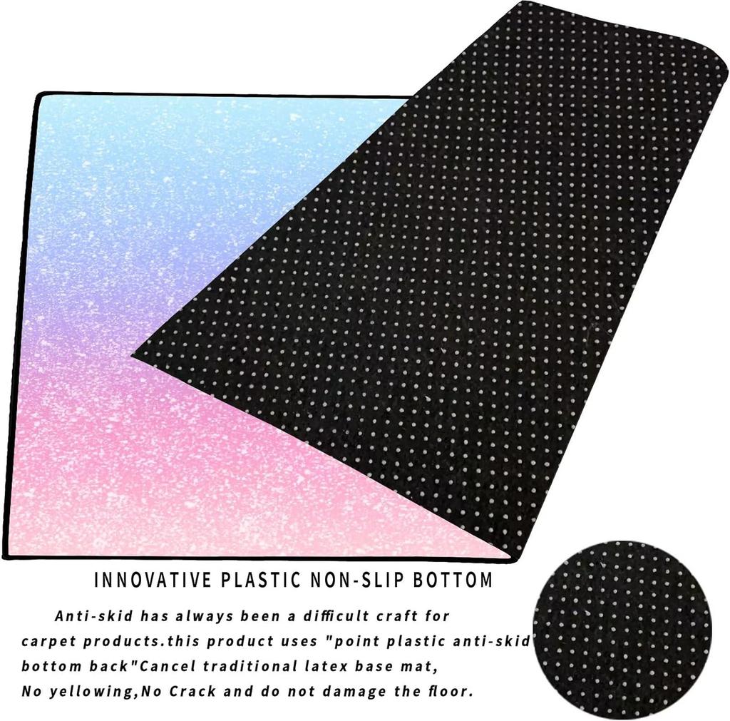 Kxry Area Rugs 5X7 Feet, Pink Galaxy Gradient Glitter Soft Machine Washable Rugs Rainbow Tie Dye Ombre Non Slip Foldable Floor Carpet for Li