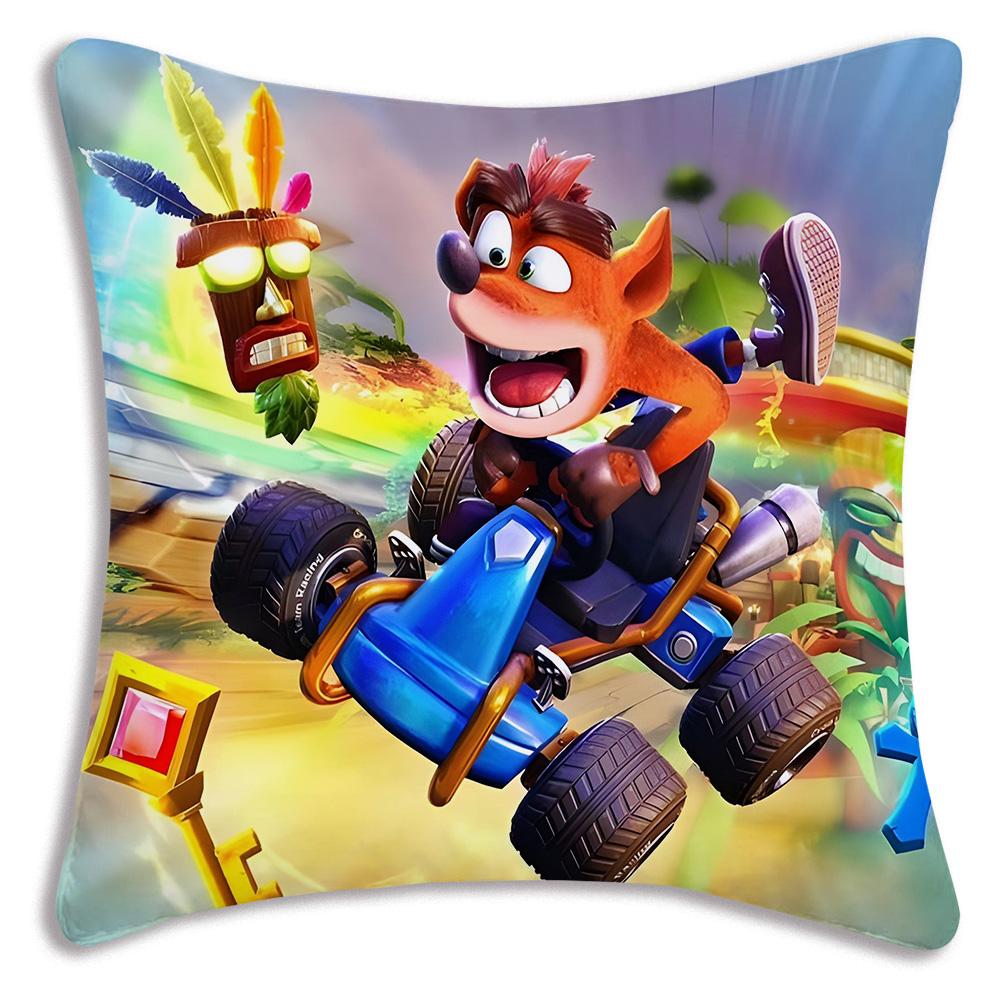 Cartoon Game Crashs Bandicoot Pillow Covers Cartoon Sofa Decorative Home Double-Sided Printing Short Plush Cute Cushion Cover