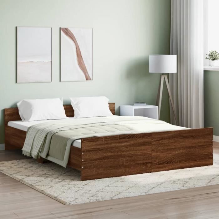 VidaXL Cadre de lit tête de lit et pied de lit chêne brun 160x200 cm 3203767