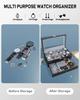 New 12 Slot Leather Lockable Watch Storage Boxes,Men & Women's Jewelry Display Drawer Case, 2-Tier Organizer Watch Showcase