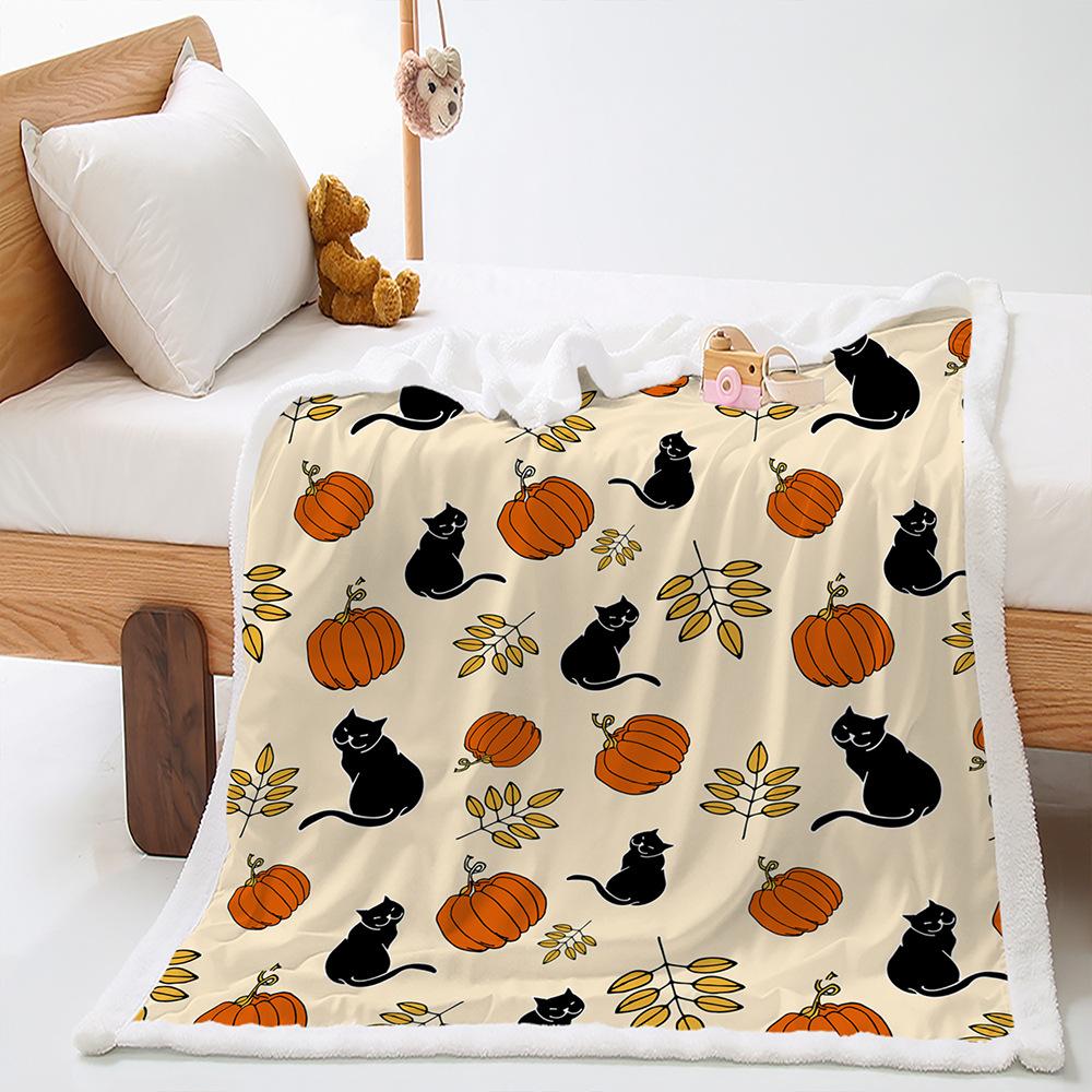 Blanket 2D Digital Printed Lamb Fleece Crystal Fleece Pumpkin Fox Blanket Cover Blanket