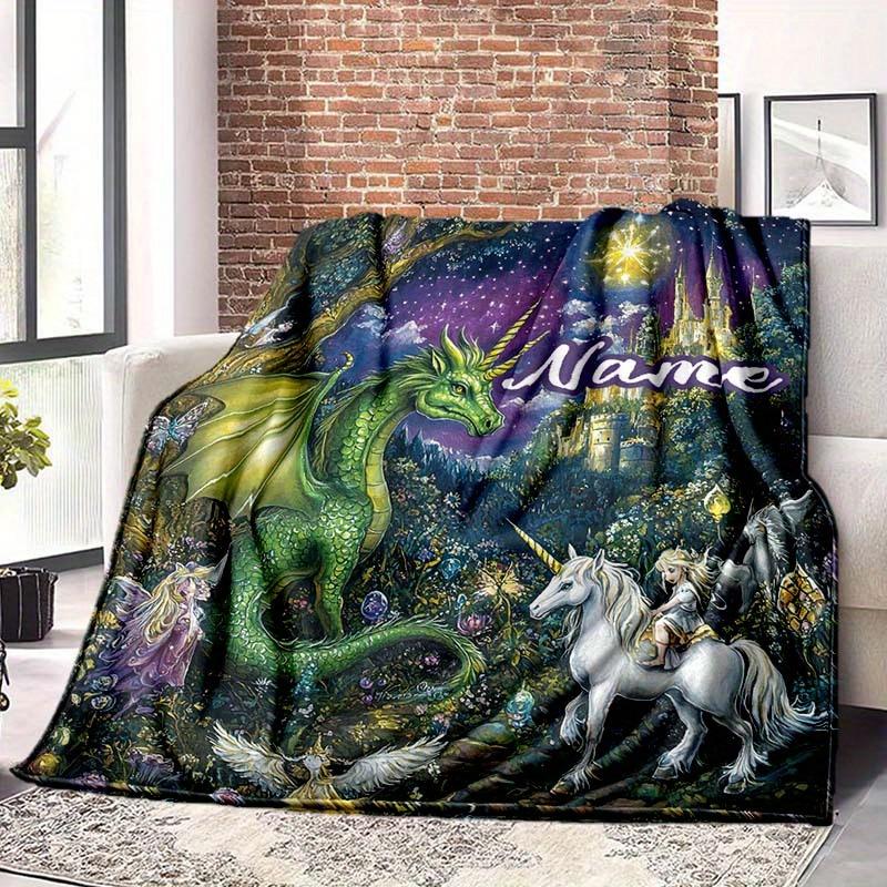 Unicorn Forest Customize Your Name Blanket Used For Chair Office Sofa Bed Camping Soft And Warm Giving Friends And Relatives Birthday Graduation Gift