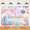 Underwater Mermaid Themed Birthday Party Backdrop Banner, Children's Birthday Party Decoration, Accessory1707
