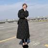 2024Winter Long Overcoat Women Pattern Casual Sashes Parkas Female Pockets Puffer Jacket Cotton-padded Outwear