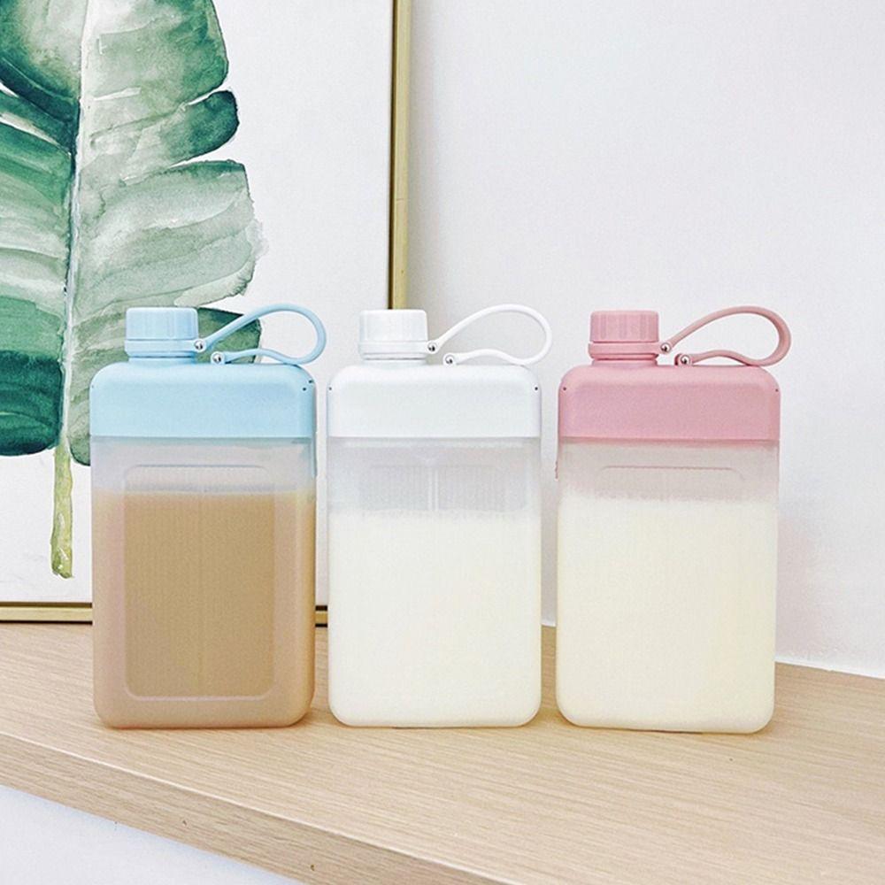 450ML Travel BPA Free Reusable Plastic Juice Cup Flat Water Bottle Drink Bottle
