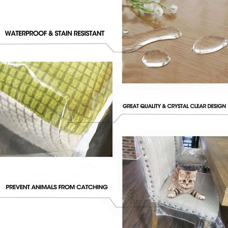 PVC Chair Covers Transparent Waterproof Dustproof Anti-Scratch Chairs Protective Seat Covers Slipcovers for Home Dining Room New
