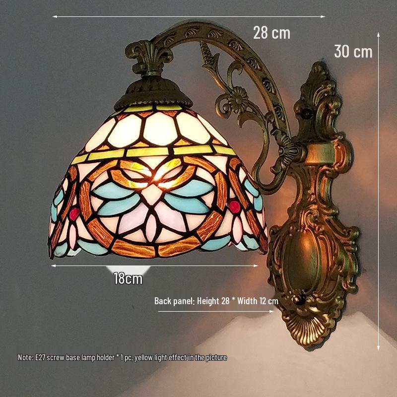 Retro European Tiffany-Style Wall Lamp for Bedroom, Hallway, or Bathroom Mirror