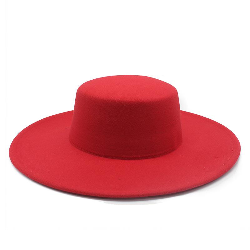 Nuovo cappello autunnale e invernale ispessito da uomo e donna con visiera, cappello a tesa larga in feltro di lana a tesa piatta