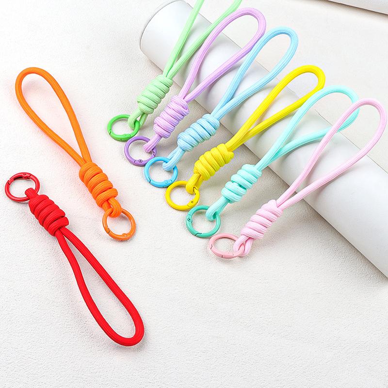 5 pièces/lot Porte-clés tressé coloré Lanière pour téléphone portable Corde à nœud anti-perte Sangle Porte-clés Hommes Femmes Accessoires Porte-clés de voiture