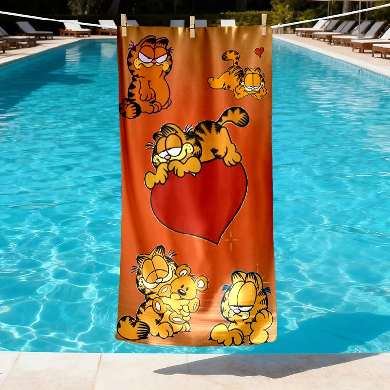Garfield Print Beach Towel Design, Soft, Lightweight. for Home Bathroom, Spa, Pool, Yoga, Surfing, Camping, Gift for Family, Friend
