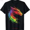 Dragon Painting Animal Art Abstract Colorful T Shirt Vintage Washed Casual Versatile Comfortable Stylish Slightly Streetwear