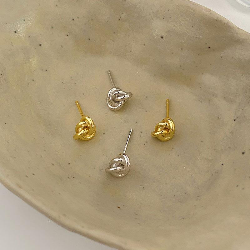 Small Knot Tangled Earrings Small Thread Ball Earrings Niche Design Sense